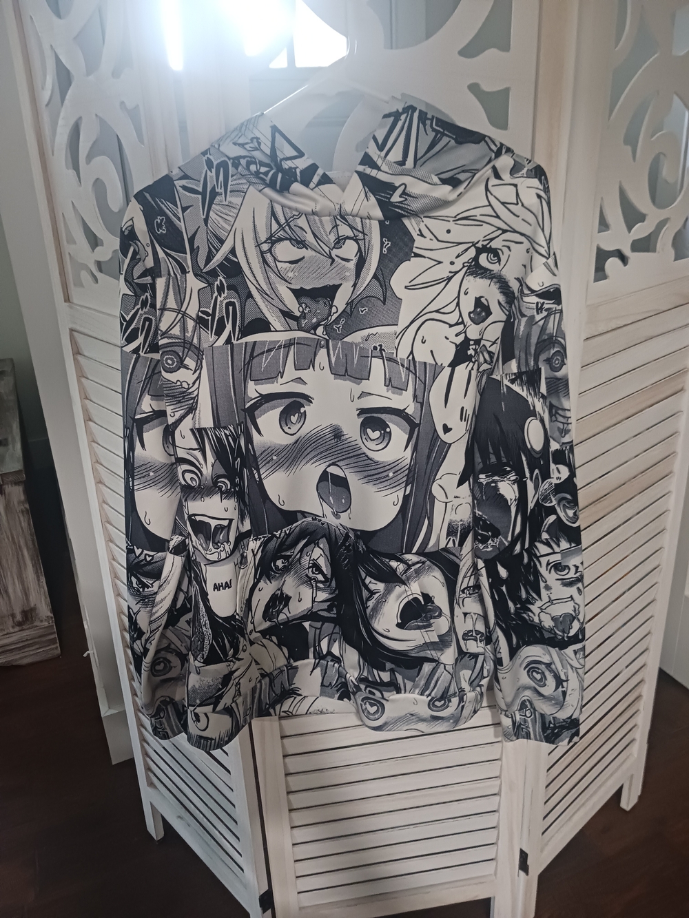 Black & White Ahegao Graphic Hoodie